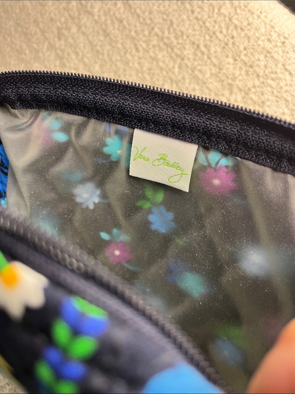 Vera Bradley Navy Floral Quilted Cosmetic Pouch "Midnight Blues" retired pattern - Picture 3 of 8
